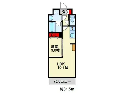 コンダクトレジデンスJINNOHARU(1LDK/11階)の間取り写真