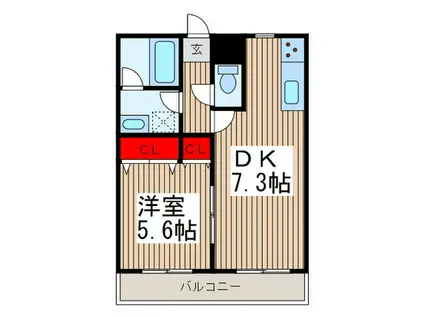 メゾンケンシン(1DK/1階)の間取り写真