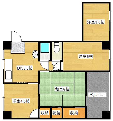 CALM中広(3SDK/3階)の間取り写真