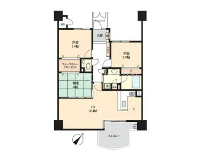 グランドパレスプラージュ壇之浦(3LDK/13階)の間取り写真