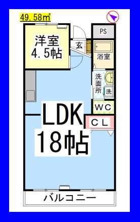 服部ビル(1LDK/3階)の間取り写真