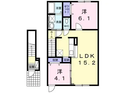 REVEI(2LDK/2階)の間取り写真