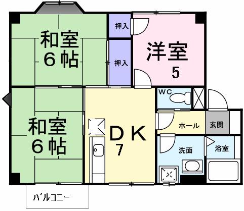 プラドール佐方(3DK/2階)の間取り写真