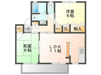 セジュール横須賀 A棟(2LDK/2階)の間取り写真