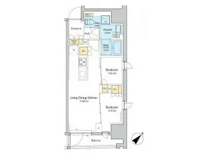 PROUD FLAT日本橋馬喰町(2LDK/15階)の間取り写真