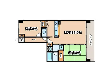ソレアード舟丁(2LDK/2階)の間取り写真