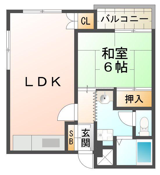 サンシャイン小林(1LDK/3階)の間取り写真