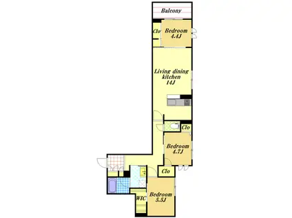カーサフェリーチェ(3LDK/3階)の間取り写真