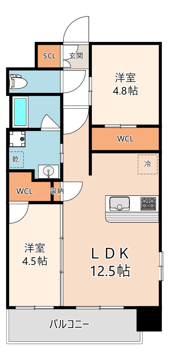 スプランディッド城東関目(2LDK/4階)の間取り写真