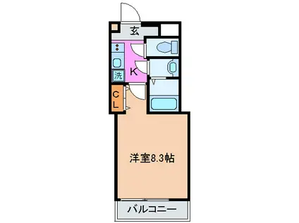 神戸・山手アパートメント(1K/3階)の間取り写真