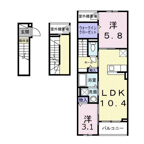 リガーレ シダミ(2LDK/3階)の間取り写真