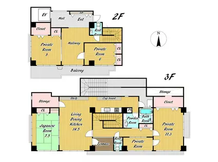 ラムール六甲山ノ手(5SLDK/2階)の間取り写真