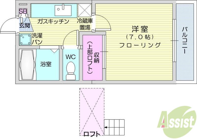サンセピア(1K/1階)の間取り写真