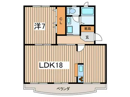 若宮ハイツ(1LDK/4階)の間取り写真