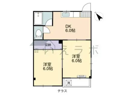 土佐くろしお鉄道阿佐線 安芸駅 徒歩14分 5階建 築34年(2DK/3階)の間取り写真