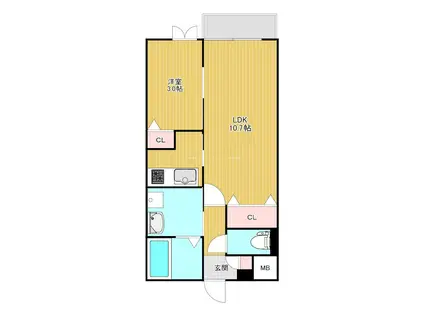 BUENA川岸町(1LDK/3階)の間取り写真