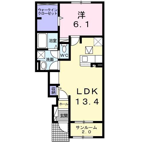 リアンA(1LDK/1階)の間取り写真