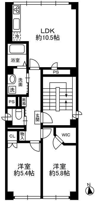 サクセス蒲田(2LDK/3階)の間取り写真
