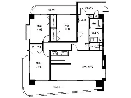 アーデントバリオ山の田(3LDK/5階)の間取り写真