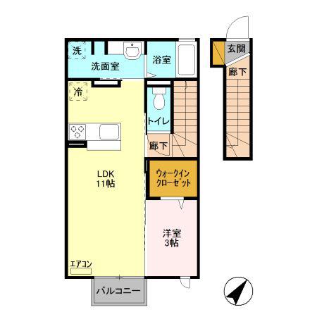 ポルテ鍋掛(1LDK/2階)の間取り写真