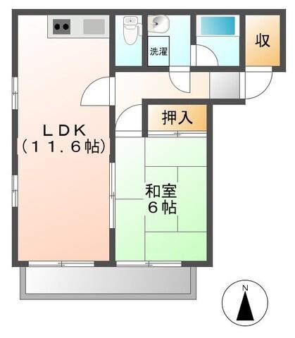 コーポラスあんざいB棟(1LDK/1階)の間取り写真