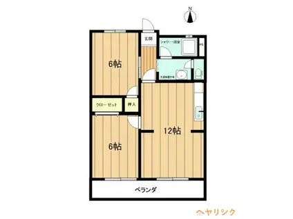 川地ハイツ(2LDK/3階)の間取り写真