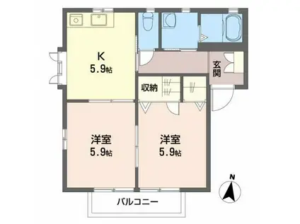 ルミナスA(2K/2階)の間取り写真