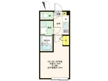 ハーモニーテラス西新井サウス(ワンルーム/2階)の間取り写真