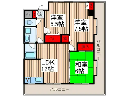ロイヤルマンション(3LDK/2階)の間取り写真