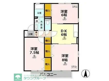 スクウェアガーデンVIII(3DK/2階)の間取り写真