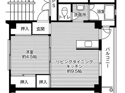 ビレッジハウス琴海(1LDK/2階)の間取り写真