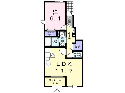 カーサ グランデII(1LDK/1階)の間取り写真