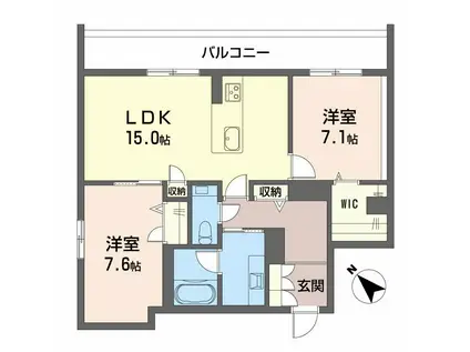 ベラ ルーナ(2LDK/1階)の間取り写真