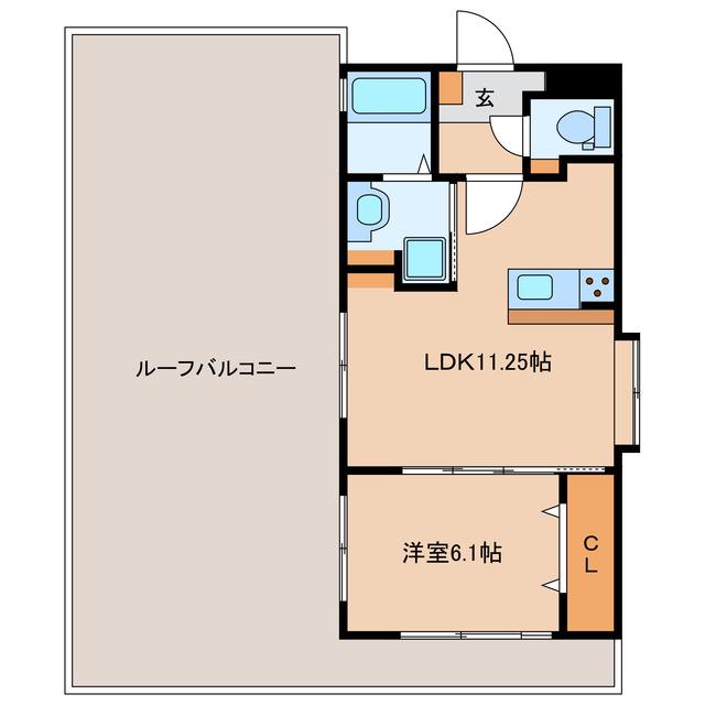 フリーデン(1LDK/4階)の間取り写真