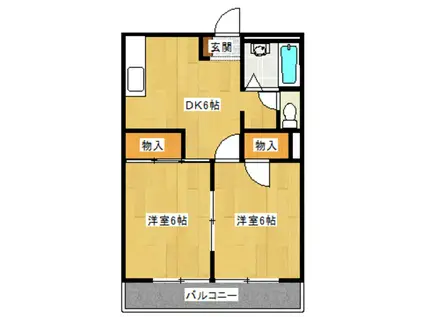 ハイツニュータマ(2DK/1階)の間取り写真