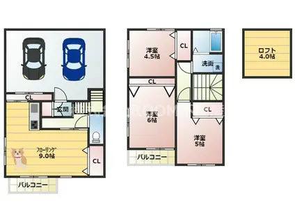 ソレイユ甲斐元 北・南棟(3LDK/1階)の間取り写真