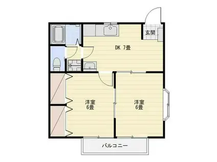 ファミール三和(2DK/1階)の間取り写真