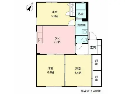 ホルサムコートA(3DK/1階)の間取り写真