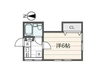 ブルフサイド(1K/1階)の間取り写真