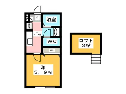 KAHALA東海(1K/1階)の間取り写真
