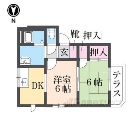 リバティハイツ(2DK/1階)の間取り写真
