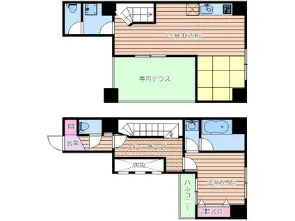 ZEUS桜川プレミアム(2LDK/2階)の間取り写真