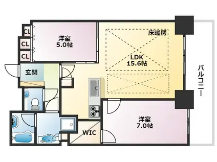 シティタワー神戸三宮(2LDK/18階)の間取り写真