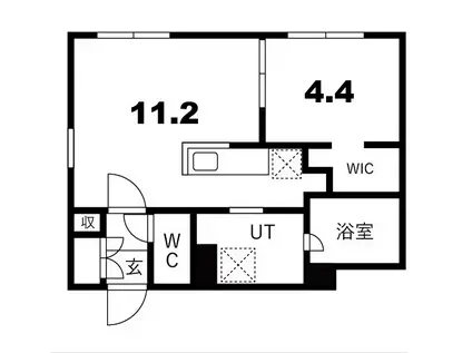 ピオネロ恵庭III(1LDK/4階)の間取り写真