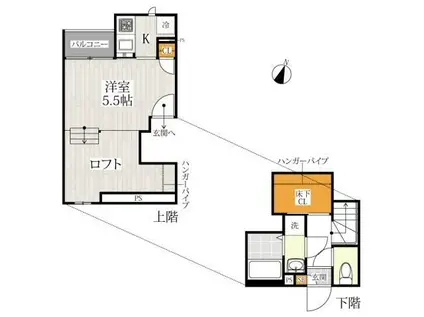 CB草加フェリーチェ(1K/2階)の間取り写真