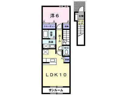 サニーウエスト(1LDK/2階)の間取り写真