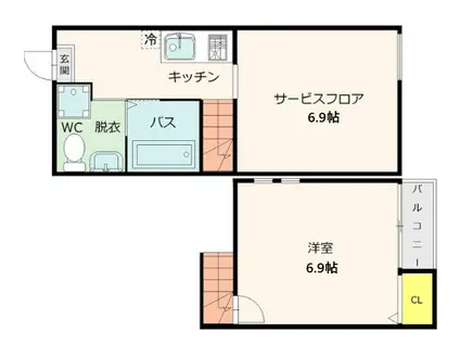 GRAN DE 愛宕橋(1K/1階)の間取り写真