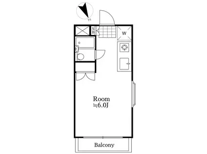 クラウディア横須賀(ワンルーム/2階)の間取り写真