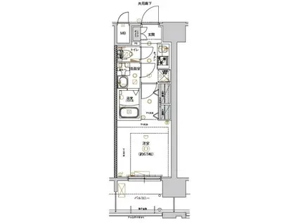 CREST TAPP 平安通(1K/7階)の間取り写真