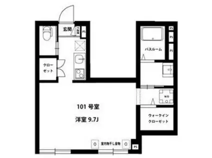 デルフィーノ(1K/1階)の間取り写真